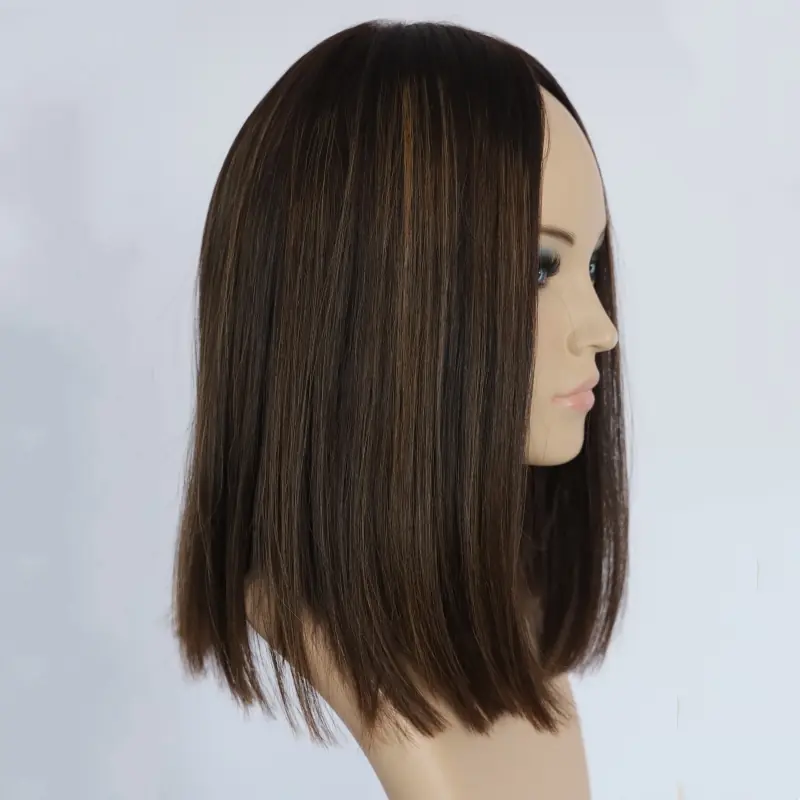 #4.8 no layer bob full cuticles silktop wig Brazilian human hair kosher wig YR0050